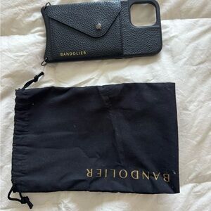 Bandolier Black Pebbled Leather Phone Case